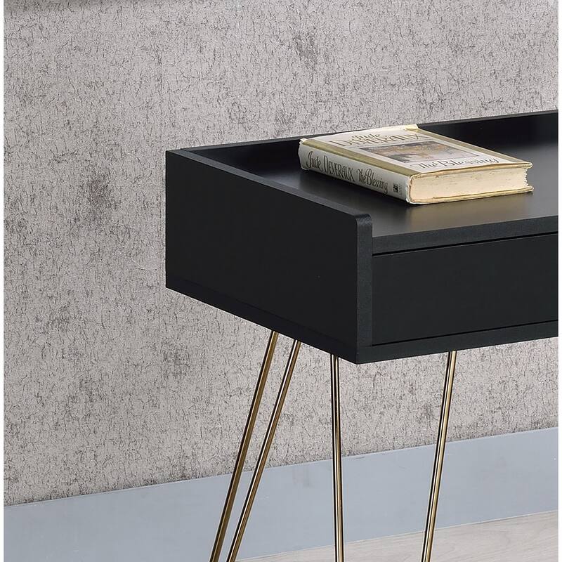23.5" Black Allen MidCentury Accent Table w/ Copper Hairpin Legs Bed